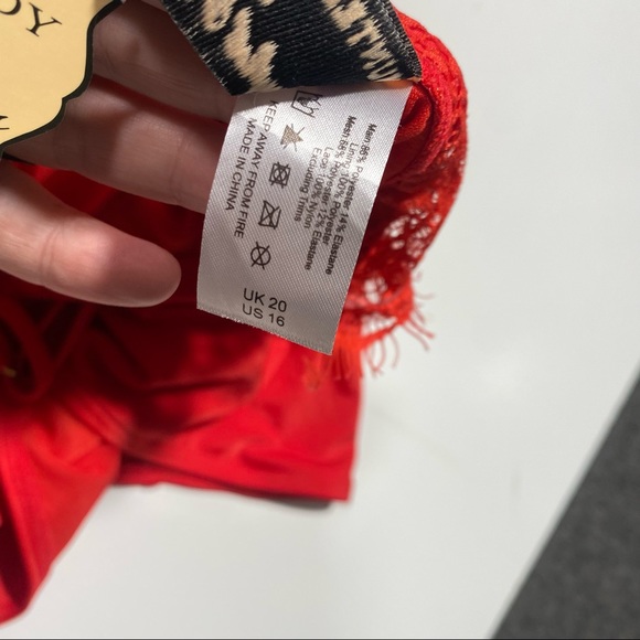 Hunter McGrady X  Playful Promises Curve Red Lace Detail One Piece Suit NWT 16 - Picture 14 of 16